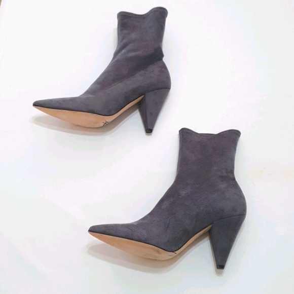 M. Gemi Velvet Porpoise Gray Ankle Sock Boots - Picture 5 of 9